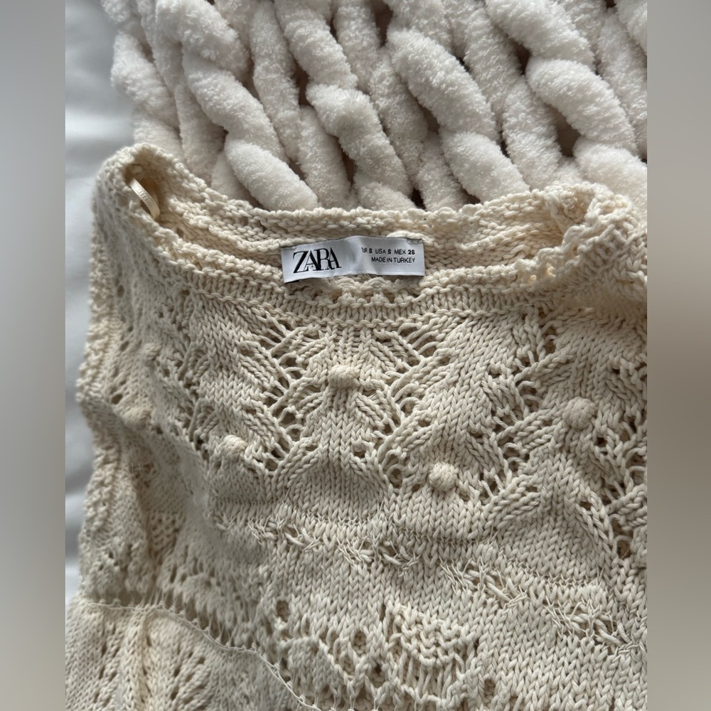 Zara Cream Crochet Dress with Lining